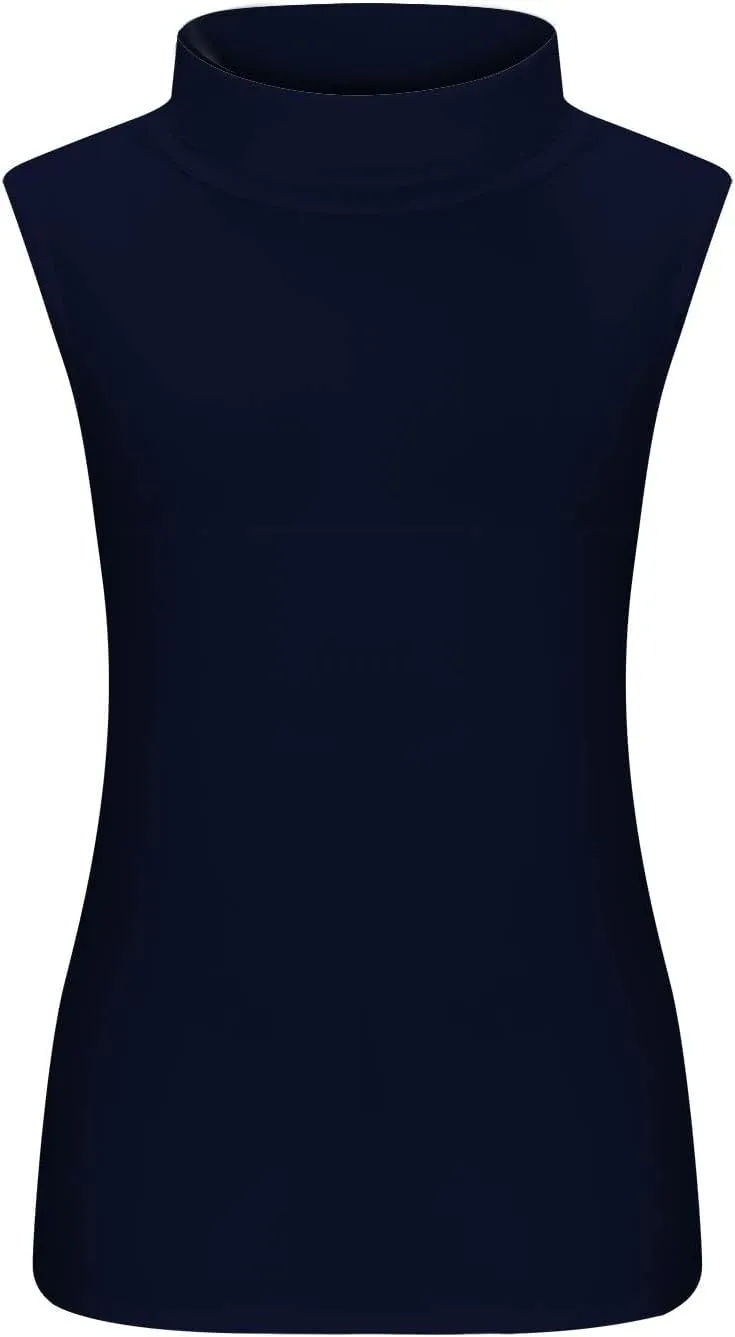 TANGNADE Sleeveless Turtlenecks for Women Tunic Plus Size Mock Neck Soft Tank Tops Basic Stretch Slim Fit Undershirts