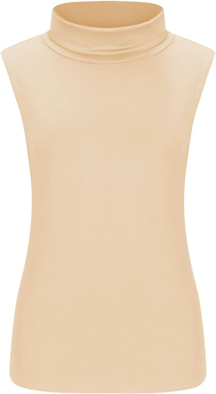 TANGNADE Sleeveless Turtlenecks for Women Tunic Plus Size Mock Neck Soft Tank Tops Basic Stretch Slim Fit Undershirts