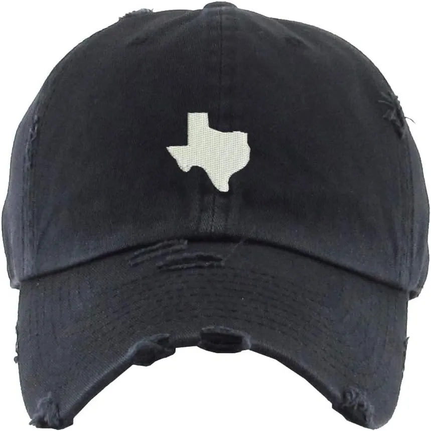 Texas Map Vintage Baseball Cap Embroidered Cotton Adjustable Distressed Dad Hat