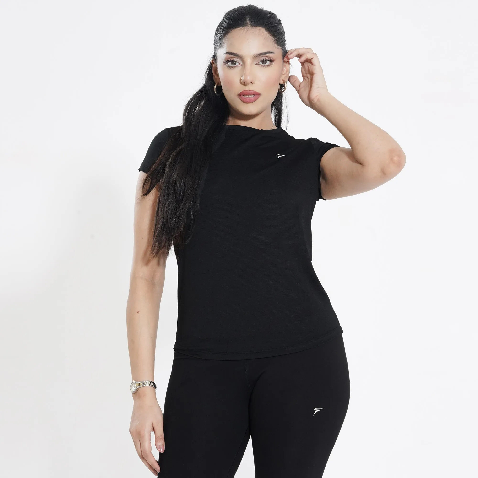 Tf-Premium Black Cap Sleeve Women Top