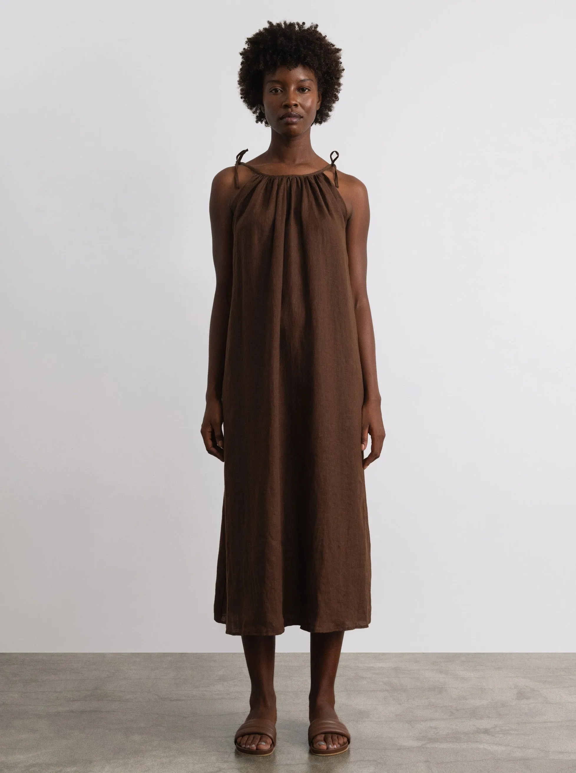 Ties Dress, Light Linen, Manzanita