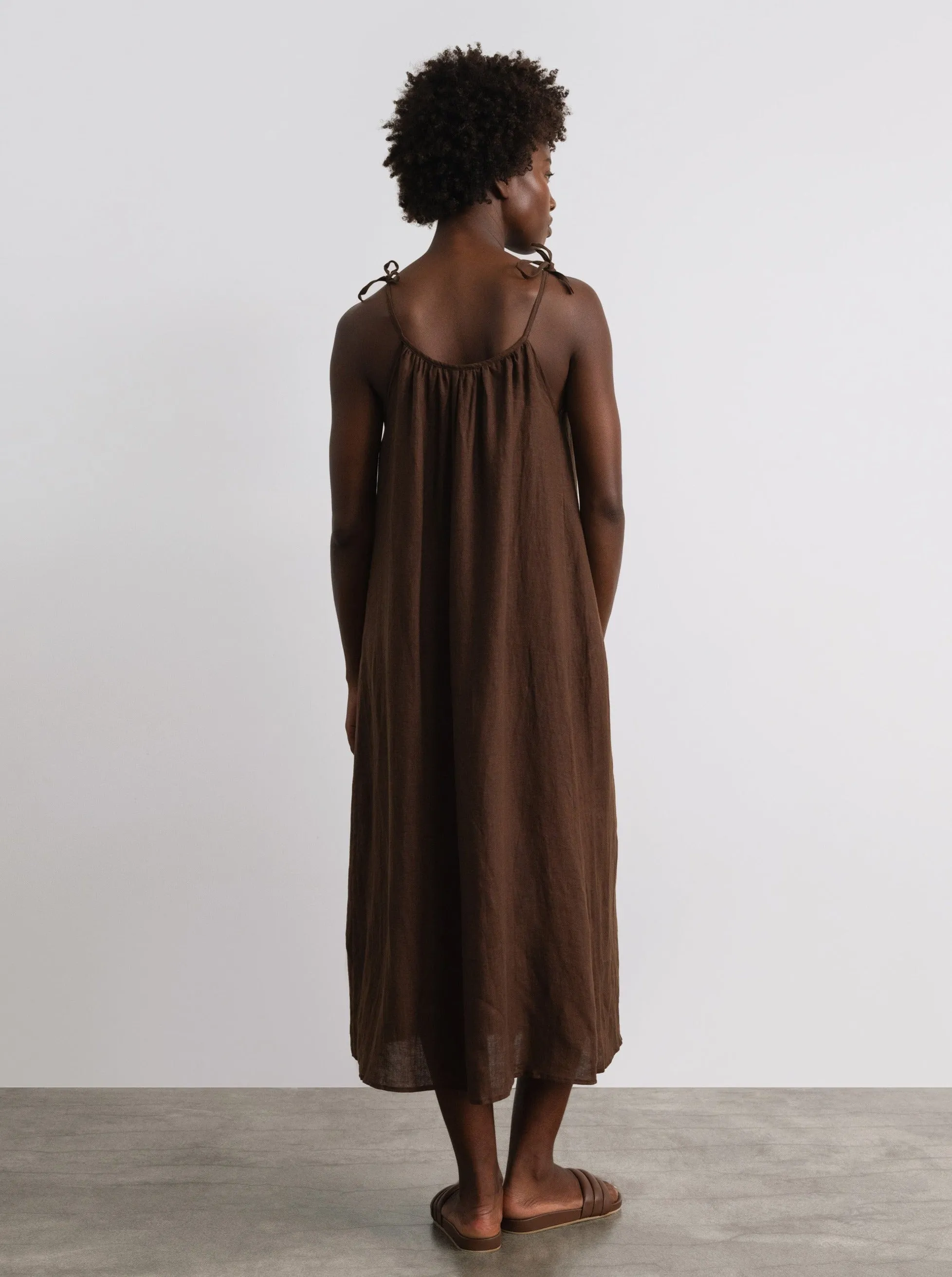 Ties Dress, Light Linen, Manzanita