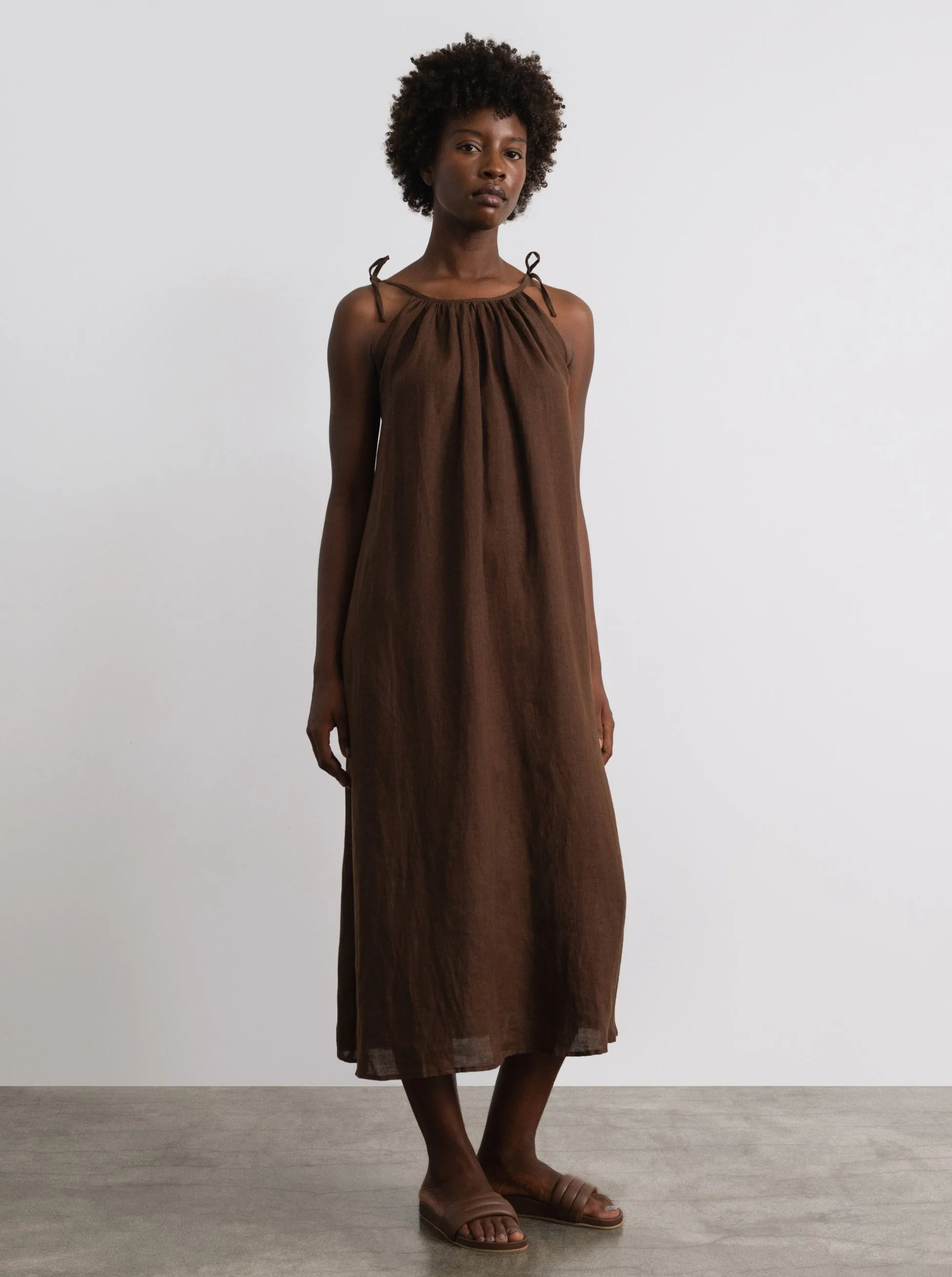 Ties Dress, Light Linen, Manzanita