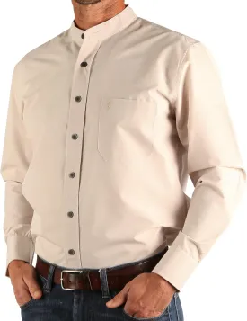 Traditional Irish Grandfather Shirt, Men's Casual Long Sleeve Button Down Poplin Style Dress Shirt with Band Collar