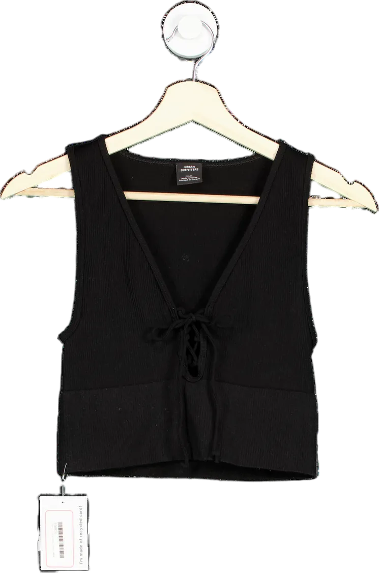 Urban Outfitters Black Ribbed Knit Front Tie Tank Top M