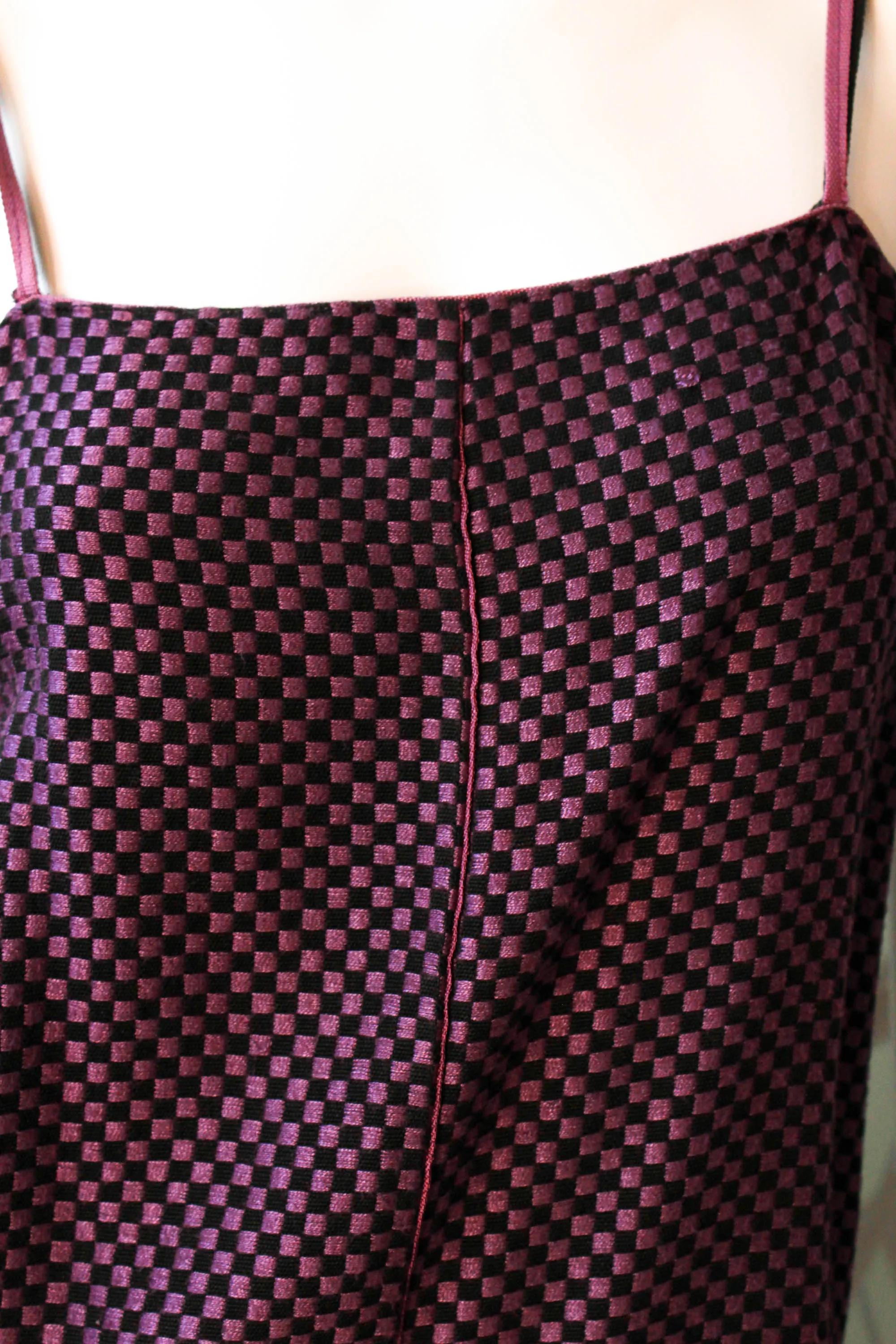 Vintage 1980s Callaghan Purple and Black Checkered Tank Top, Small
