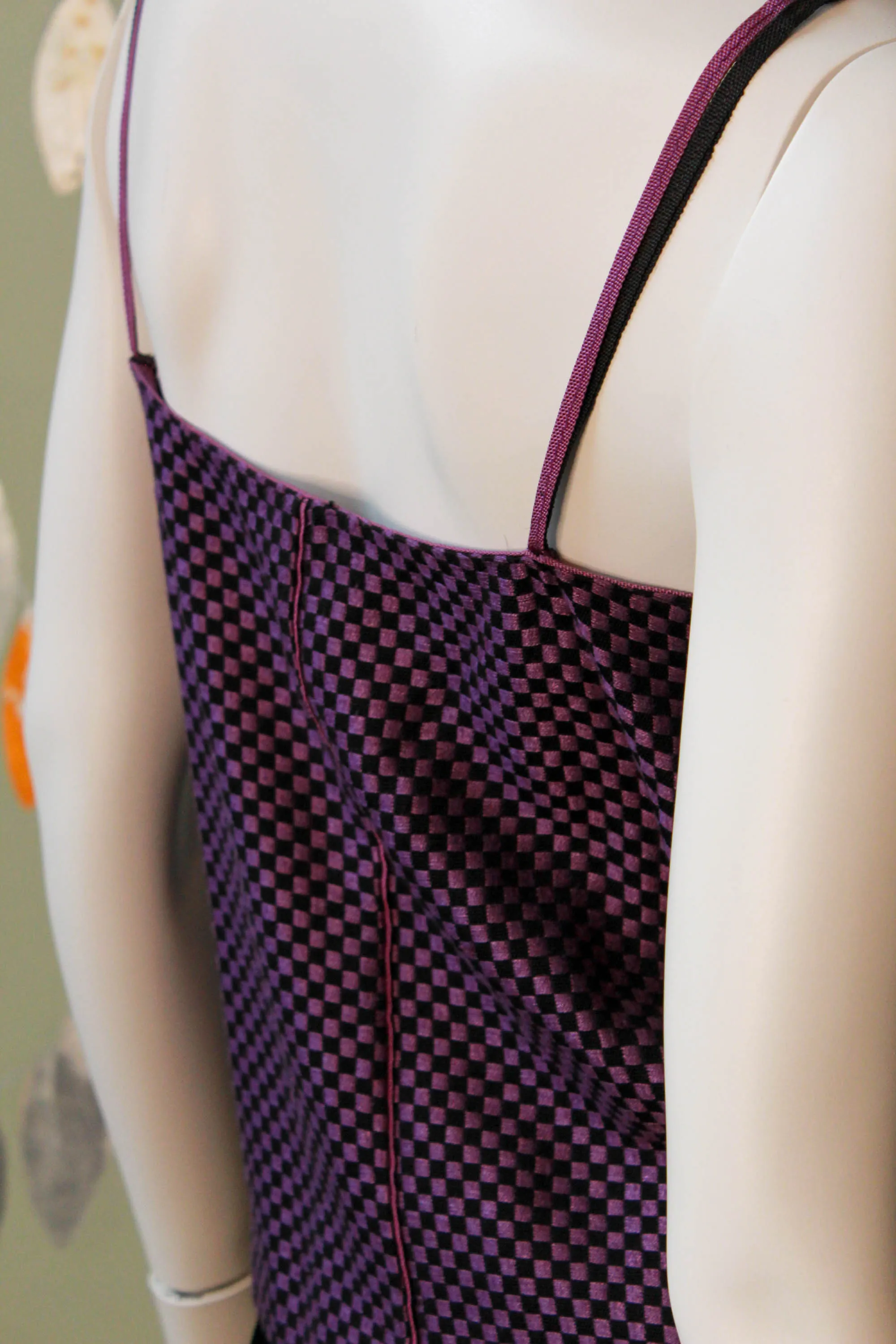 Vintage 1980s Callaghan Purple and Black Checkered Tank Top, Small