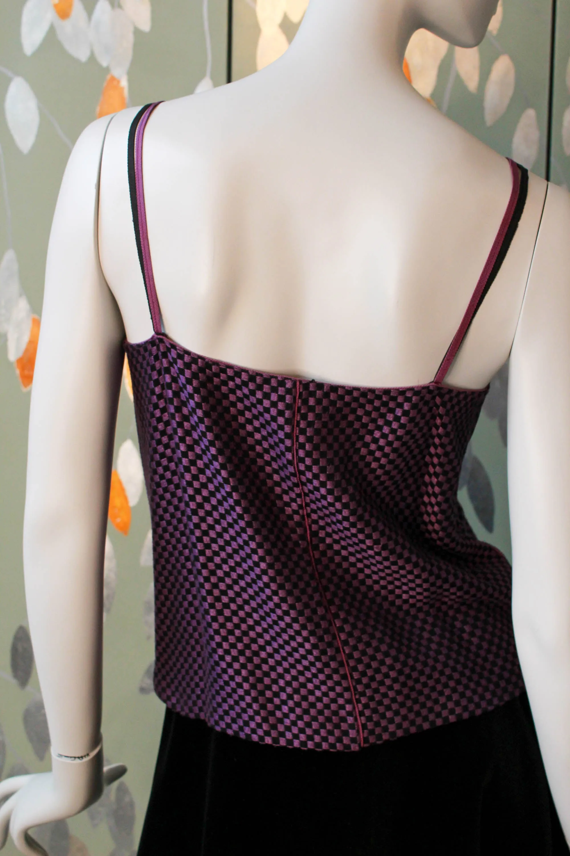 Vintage 1980s Callaghan Purple and Black Checkered Tank Top, Small