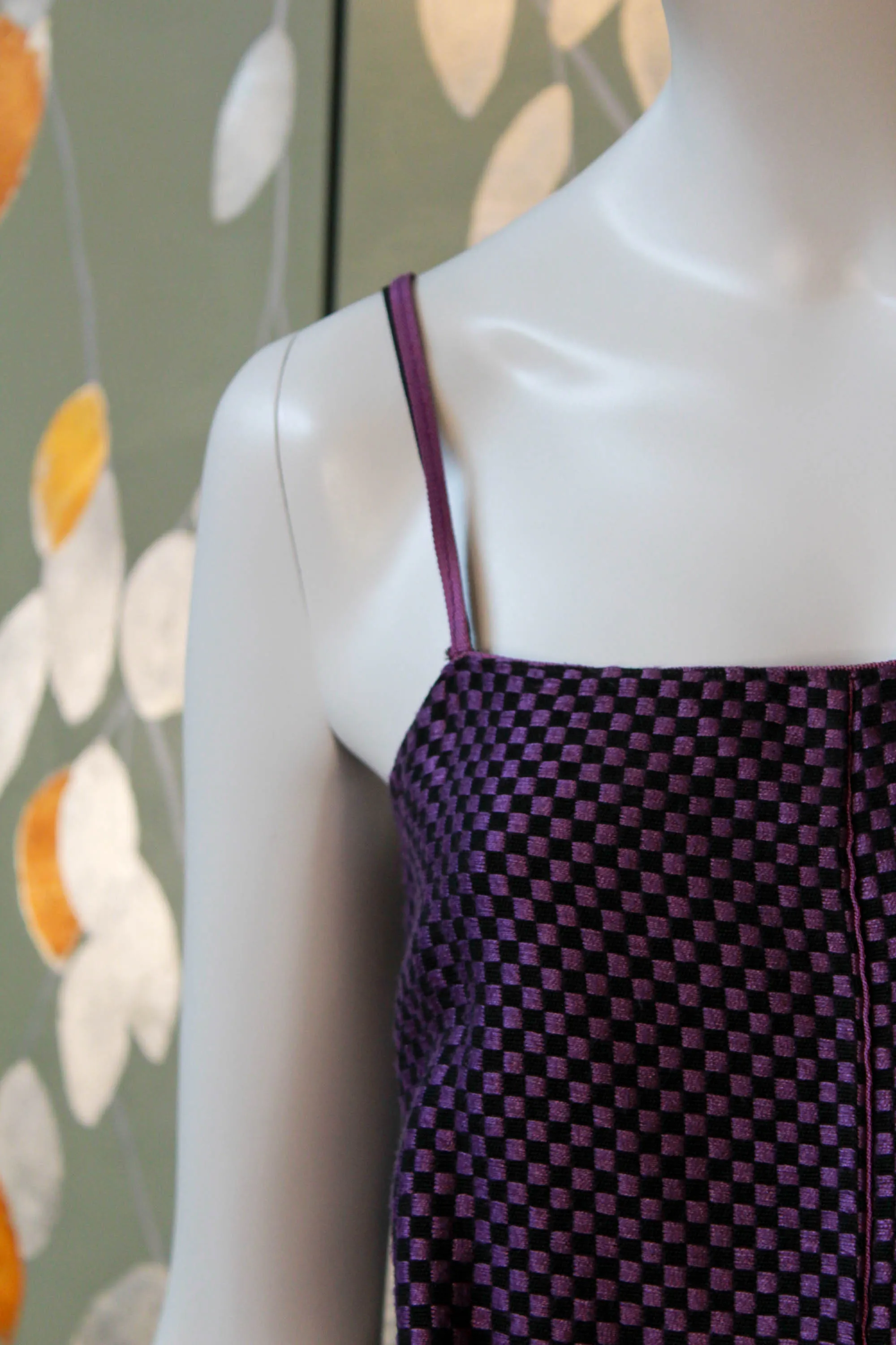 Vintage 1980s Callaghan Purple and Black Checkered Tank Top, Small