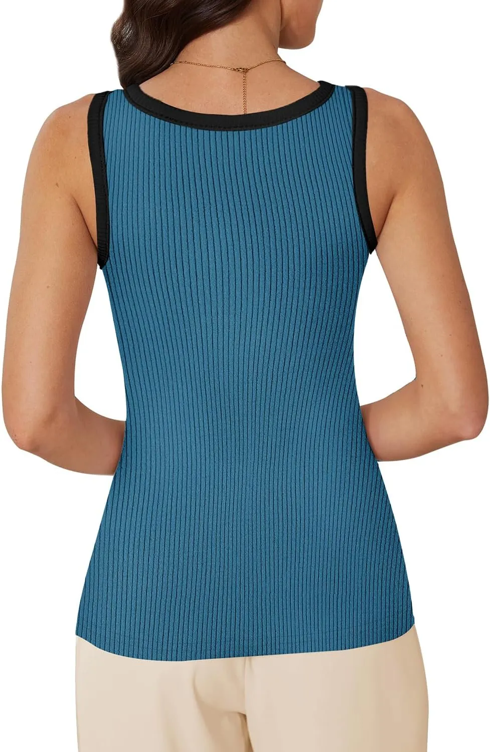 WIHOLL Womens Ribbed Tank Tops 2025 Summer Scoop Neck Slim Fitted Tops Casual Basic Knit Sleeveless Shirts