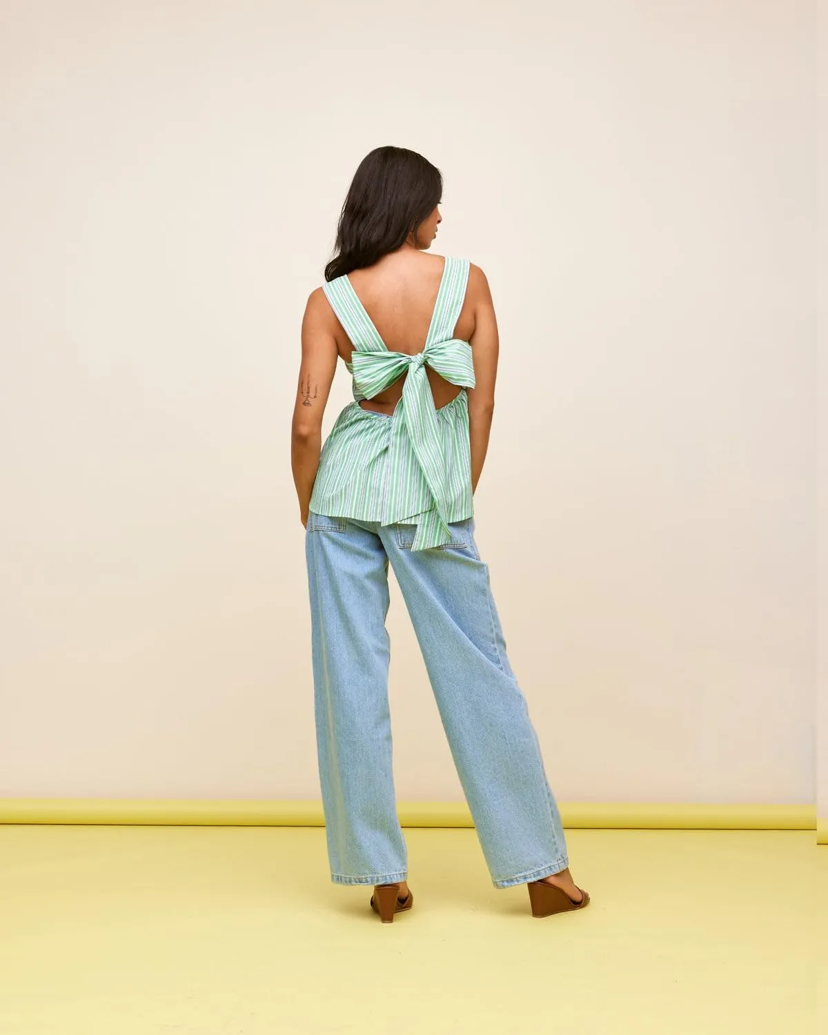 Women Y2k Going Out Tank Tops Gingham Square Neck Peplum Cami Tank Sleeveless Backless Shirt Bowtie Blouse Summer