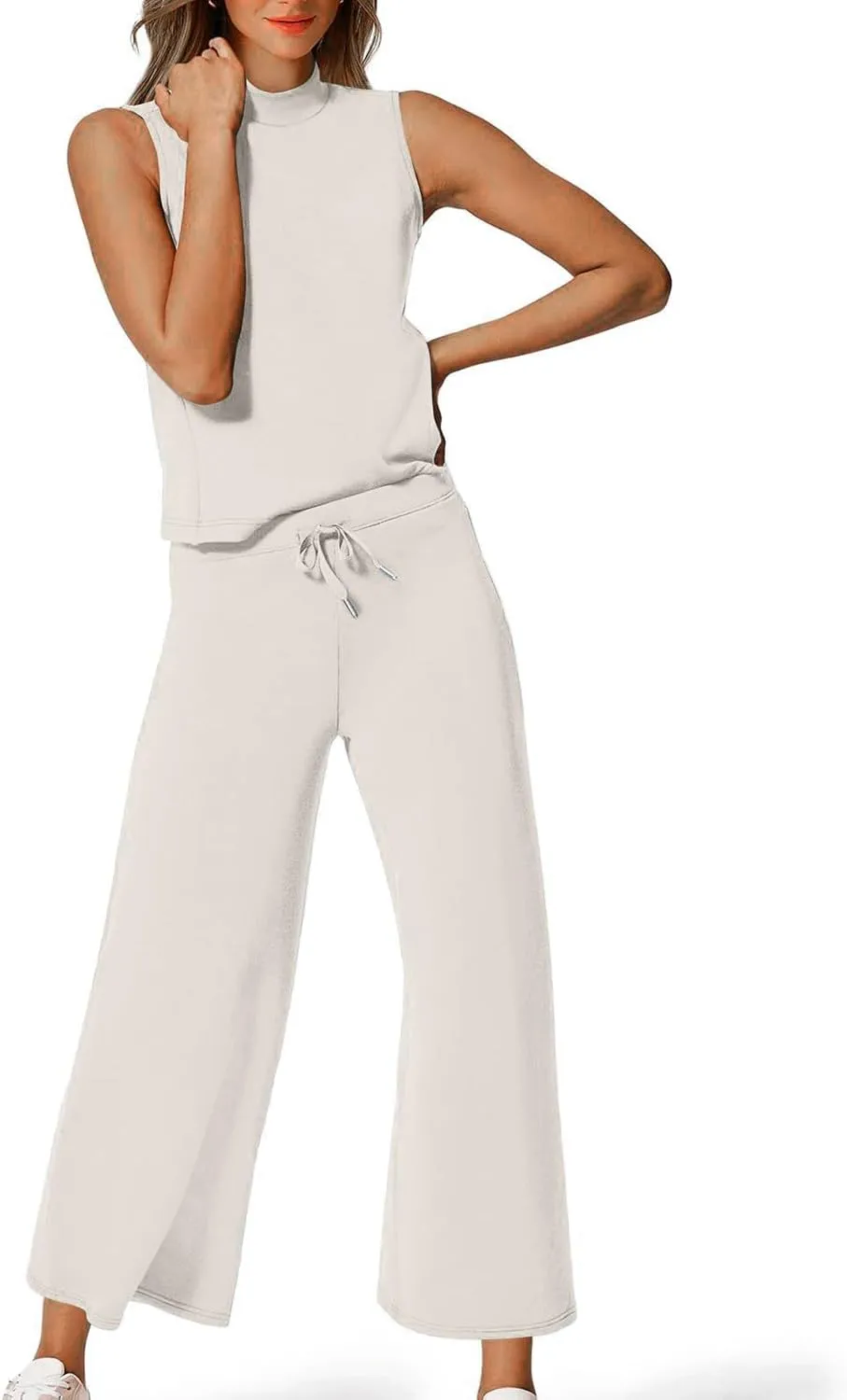 Womens 2 Piece Outfits 2025 Summer Travel Tracksuit Two Piece Sets Loose Wide Leg Loungewear Comfy Lounge Sets