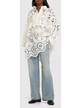 Women’s Broderie Cotton Lace Oversize White Shirt