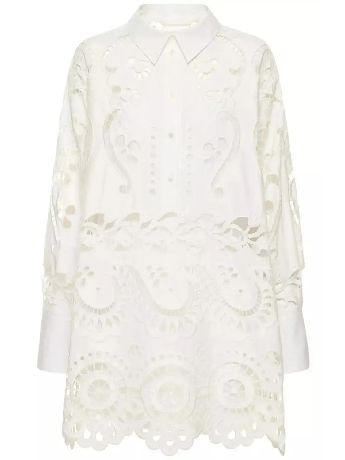 Women’s Broderie Cotton Lace Oversize White Shirt