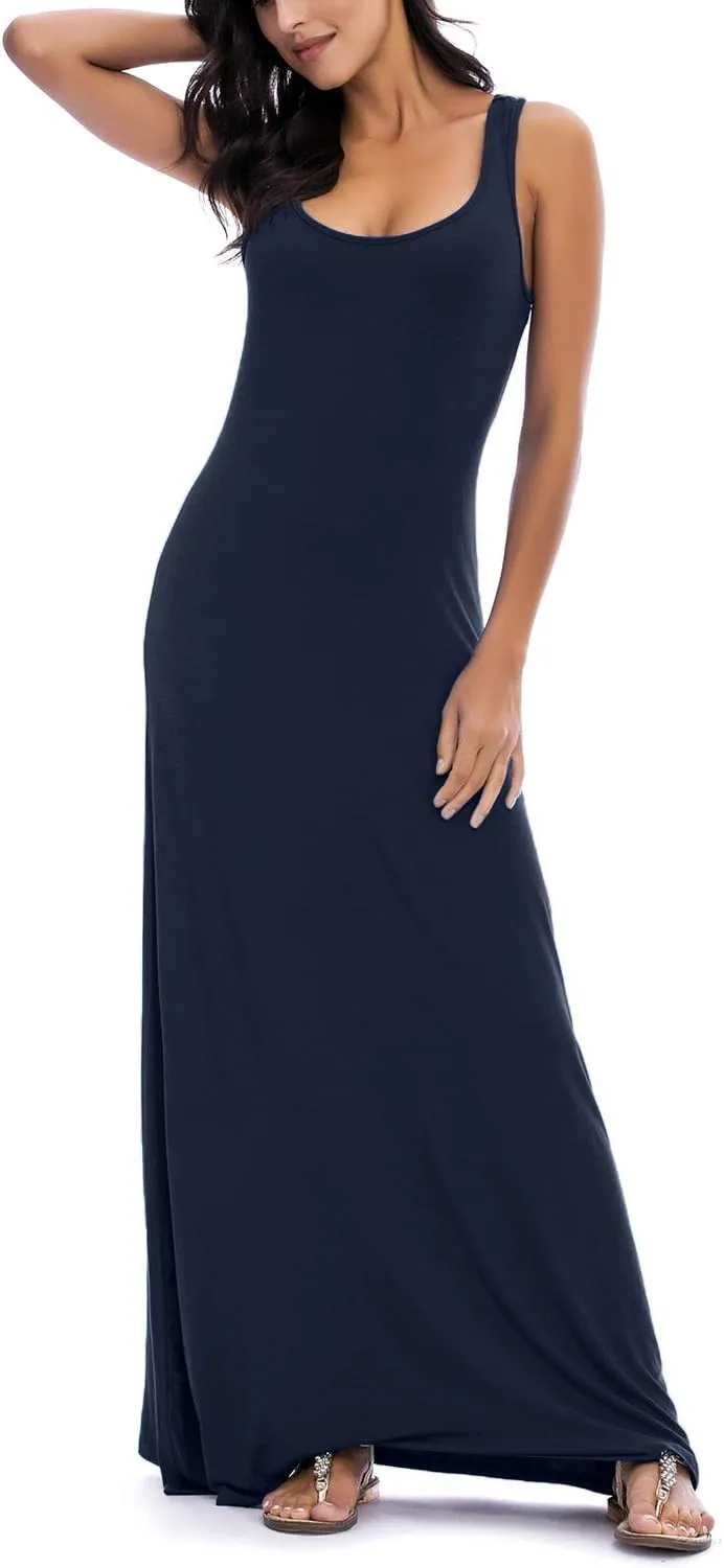 Women's Sexy Tank Top Maxi Long Dress Casual Sleeveless Summer Beach Dress
