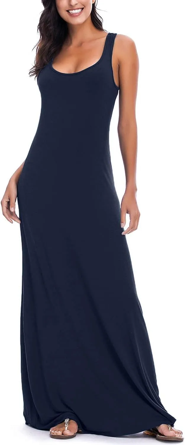 Women's Sexy Tank Top Maxi Long Dress Casual Sleeveless Summer Beach Dress