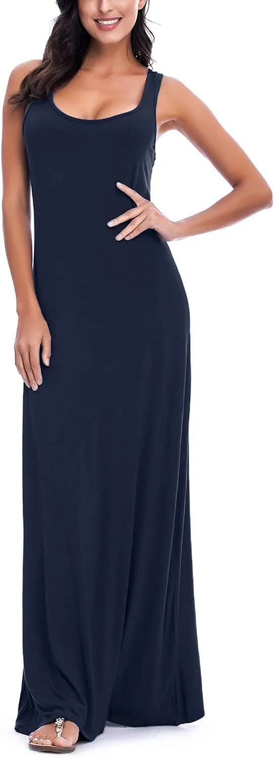 Women's Sexy Tank Top Maxi Long Dress Casual Sleeveless Summer Beach Dress