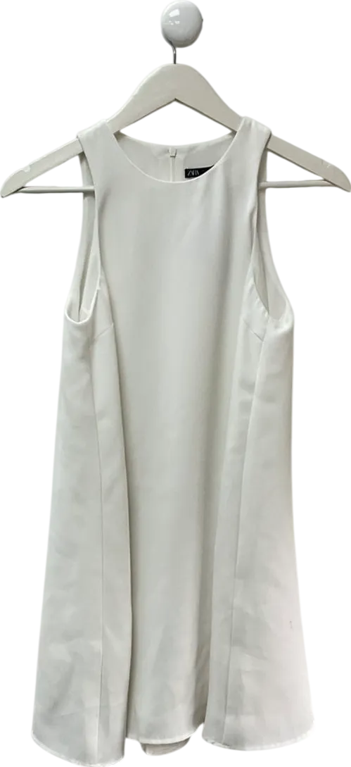 ZARA White Plain Tank Dress With Built In Shorts UK S